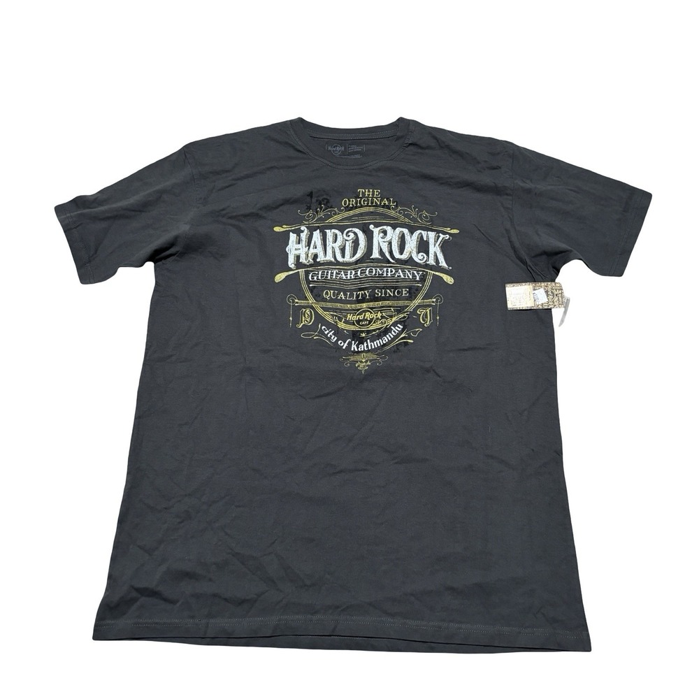 NWT (Flawed) Hard‎ Rock Cafe Kathmandu T Shirt Gray Size XL 23 x 30 *Off Center*